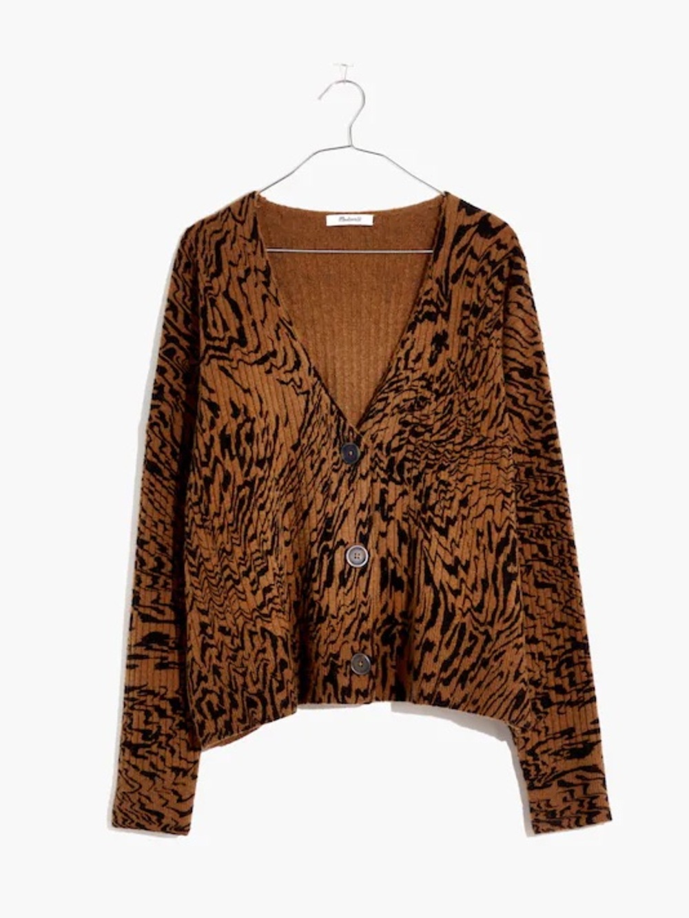 NWT Madewell Ribbed Cardigan | m tan & black